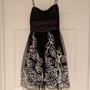 Spaghetti Strap Black Dress by Speechless with White Ribbon Detail Size Small
